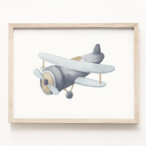 Airplane Watercolor Art Print • Handmade Plane Painting • Airplane Transportation Wall Art • Plane Nursery Theme • Neutral Children’s Decor
