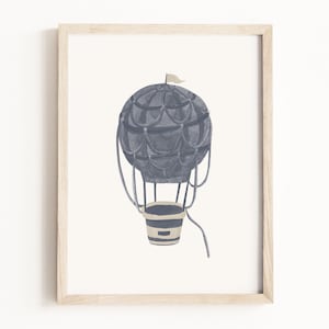 Hot Air Balloon Art Print • Hot Air Balloon Watercolor Painting • Hot Air Balloon Wall Art • Balloon Nursery Art • Neutral Children’s Decor