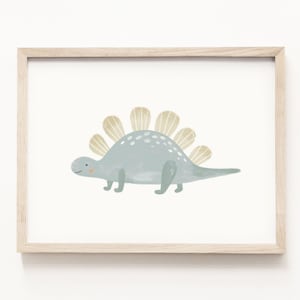Stampa acquerello Stegosauro • Arte murale di dinosauri • Dipinto di dinosauri fatto a mano • Tema per la cameretta dei bambini con dinosauri • Decorazione neutra per bambini