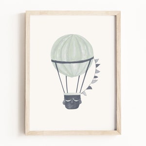 Hot Air Balloon Art Print • Hot Air Balloon Watercolor Painting • Hot Air Balloon Wall Art • Balloon Nursery Art • Neutral Children’s Decor