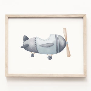 Airplane Watercolor Art Print • Handmade Plane Painting • Airplane Transportation Wall Art • Plane Nursery Theme • Neutral Children’s Decor