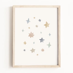 Stars Art Print • Starry Night Watercolor Painting • Star Nursery Wall Art • Celestial Nursery Decor • Neutral Children’s Decor