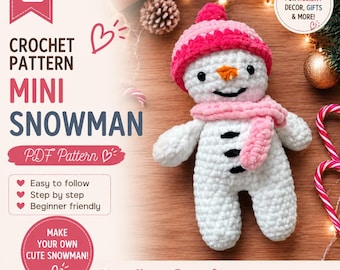 Mini Snowman Crochet Pattern PDF | Christmas Amigurumi Pattern | Crochet Snowman Pattern | Holiday Crochet Decor | Instant Download