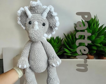 Patrón de crochet Triceratops / Tutorial de amigurumi en inglés / Patrón SOLO PDF