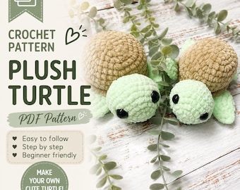 Modèle de tortue en peluche au crochet (PDF) | Modèle de tortue amigurumi mignonne | Modèle de tortue au crochet | Peluche tortue | Téléchargement instantané