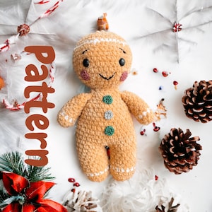 Gingerbread Man Crochet Pattern | Amigurumi Christmas Crochet PDF Pattern.