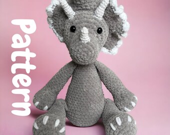 Triceratops Crochet Pattern | Amigurumi Tutorial in English | PDF Pattern ONLY