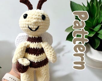 Pluche amigurumi-patroon honingbij | Alleen pdf-patroon | Zelfstudie haken in het Engels