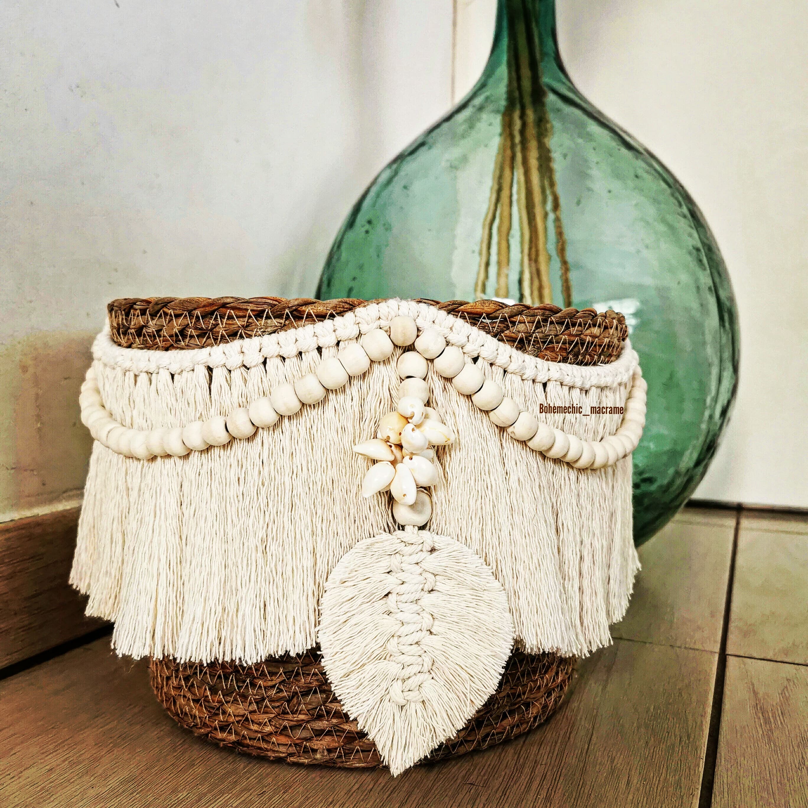 Bohemian Basket, Balinese, Macrame, Shell - Etsy
