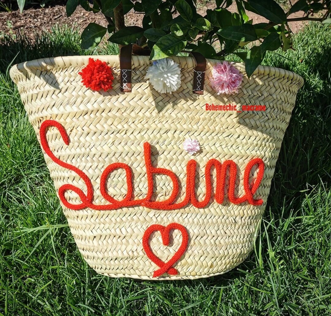 Large Personalized Wicker Baskets, Beach Bag Etsy