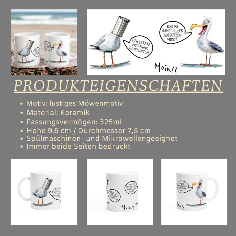 Hey!Print Moin Möwe Spardose - Maritime Sparbüchse Für Nordsee Fans In Weiß