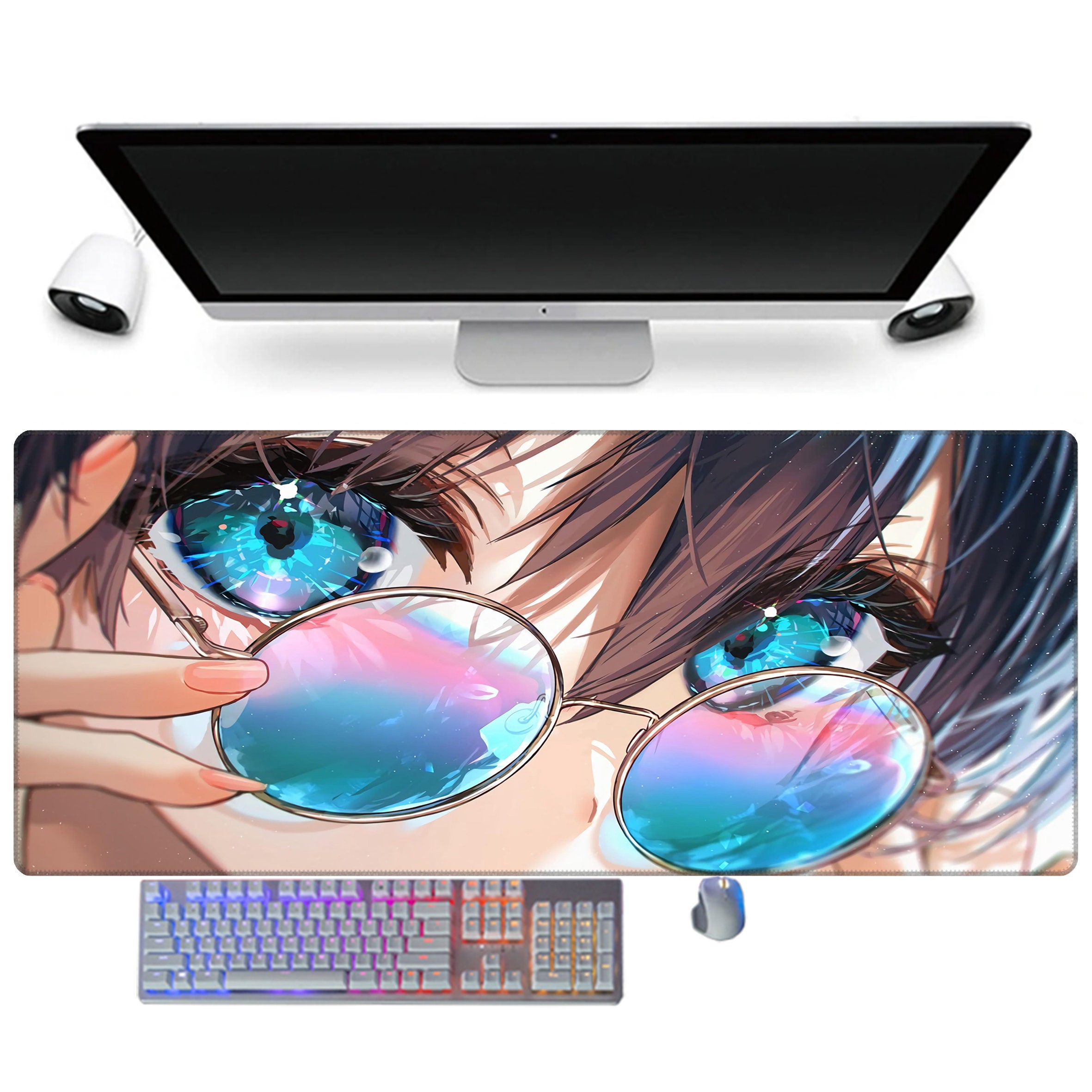 Amazon.com: Mouse Pads Anime No Game No Life RGB Gaming Mouse Mat Gamer  Large LED Computer Mousepad with Backlight Keyboard Desk Mat 27.55 inch X  11.8 inch X0.16 inch : Office Products