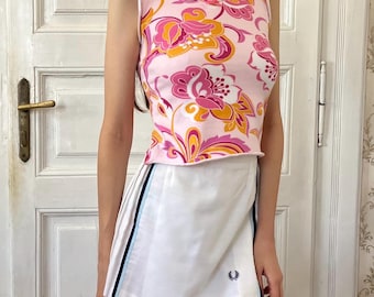 2000s Miss Love baby pink floral tropical tank top with a bow (S-M)