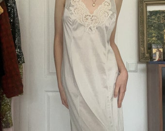 Chemise de nuit en satin argente Valisere vintage des annees 90 Etsy France