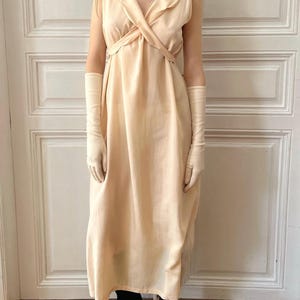 Antique 1930s peach silk bias cut maxi nightgown, slip dress