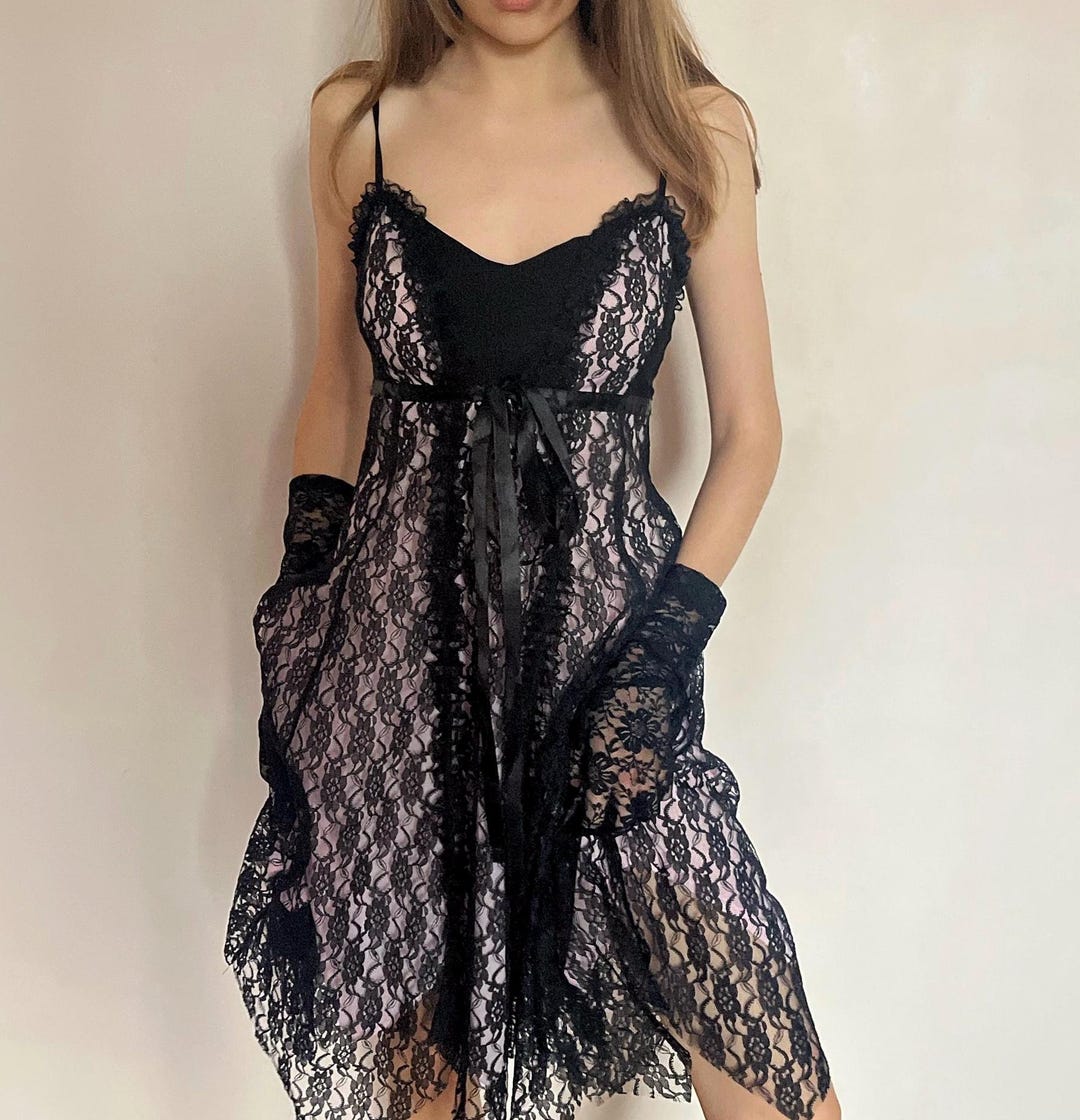 Dreamgirl Contrast Lace Overlay Babydoll