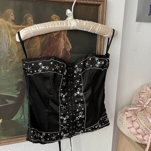 Vintage Y2K 2000s NWOT black beaded strapless corset image 6