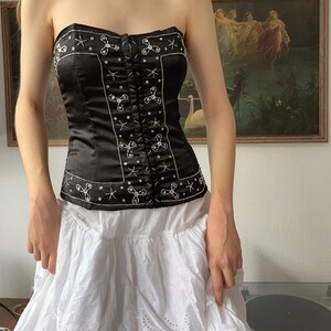 Vintage Y2K 2000s NWOT black beaded strapless corset image 3