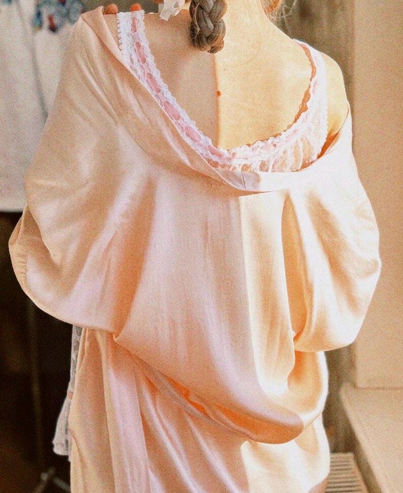 Pastel Pink Robe Vintage 100% Silk Pastel Pink Lounge Robe, Dressing Gown (S) - Etsy