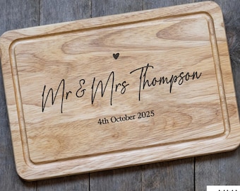 Engraved Cutting / Cheese Board Gift For Couples, Newlyweds, Mr & Mrs Gift, Valentines, Christmas, Wedding, Engagement, Housewarming Present