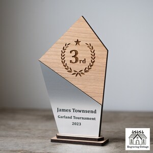 1st 2nd 3rd Wooden Trophy With Engraved Plate 1st Place, 2nd Place, 3rd ...