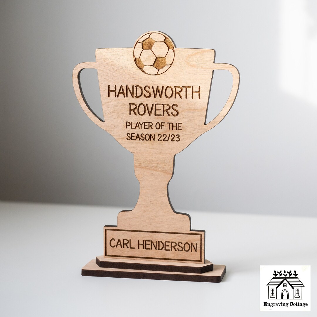 Engraved Football Trophy Award With Football Design & Wording Etsy