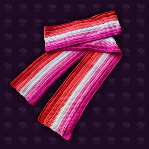 Lesbian pride flag crochet scarf, long bacon