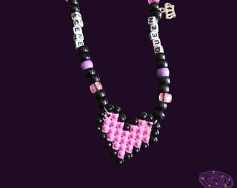 Scene Queen Necklace, Beaded Necklace With a Heart Charm - Etsy