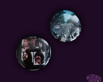 The Beatles - set of 2 pinback buttons - made with recycled materials