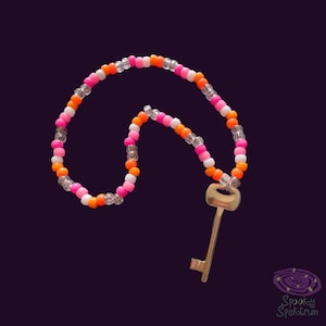 The key beaded necklace, lesbian pride necklace