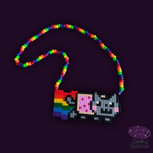 Nyan cat kandi necklace - scene, 2010s nostalgia