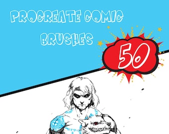 50 Procreate Comic Brushes, procreate cartoon brushes, procreate anime brushes, procreate comic brushes, procreate manga brushes,