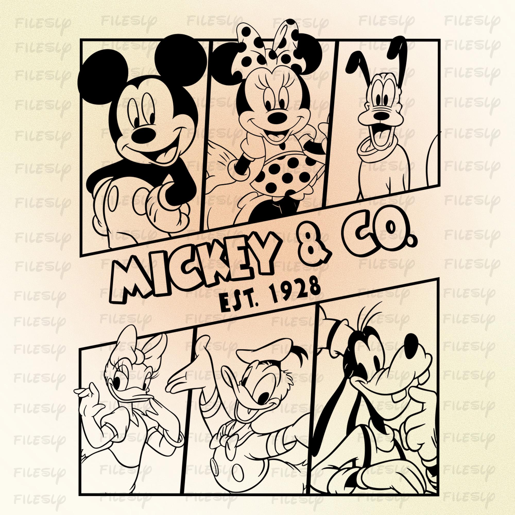 Mickey & Co EST. 1928 Black White Design Svg, Disney Family Svg