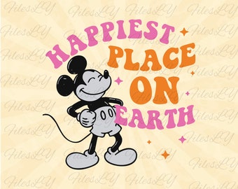 El lugar más feliz del mundo svg, Mickeyy mouse svg, Viaje familiar svg, Archivo de corte de vinilo, Svg, Pdf, Jpg, Png, Archivo de diseño imprimible Ai