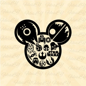 Mickey Head Svg, Death Star Svg, millennium falcon Svg, Darth Vader Svg, rebel, Vinyl Cut File, Svg, Pdf, Jpg, Png, Ai Printable Design File