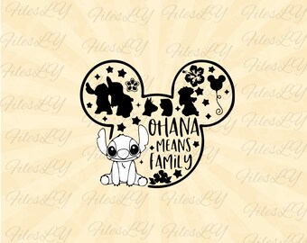 Ohana means family svg, Ohana cartoon character svg, Customize gift svg, Vinyl Cut File, Svg, Pdf, Jpg, Png, Ai Printable Design File