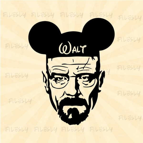 Walter white  svg, Mickey ears svg, Breaking Bad svg, Mouse ears svg, Vinyl Cut File, Svg, Pdf, Jpg, Png, Ai Printable Design File