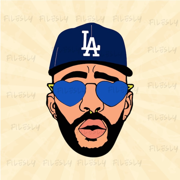 Bad bunny dodgers svg, Bad Bunny LA svg, Bad Bunny baseball svg, Vinyl Cut File, Svg, Pdf, Jpg, Png, Ai Printable Design File