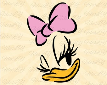 デイジーダックの写真SVG | リボン付きキュートな漫画風アヒル