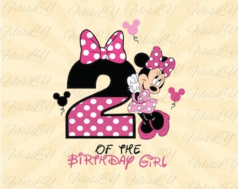 2 Year old Birthday  Girl svg, Mouse svg, Minniee Svg, mouse head svg, Vinyl Cut File, Svg, Pdf, Jpg, Png, Ai Printable Design File