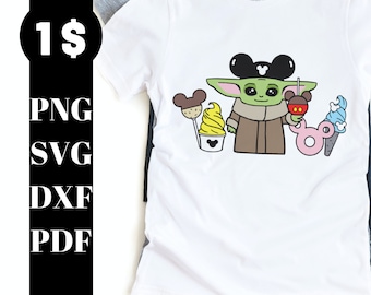 Baby Yoda with Snacks Svg, Mickey ears, Snacks svg, baby yoda svg, mandolorian svg, star wars svg, trip svg