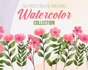 50 Watercolor Procreate Brushes, procreate watercolor brushes, procreate watercolor paper, procreate watercolor kit, procreate watercolor