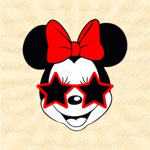 Minniee mouse with glasses svg, Mouse face svg, Customize gift svg, Vinyl Cut File, Svg, Pdf, Jpg, Png, Ai Printable Design File