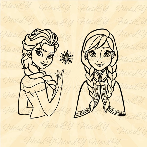 Elsa and Anna Svg, Elsa Svg, Frozen Svg, Anna Svg, Princess svg, Frozen Sisters, Vinyl Cut File, Svg, Pdf,Jpg, Png, Ai Printable Design File