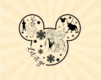 Let it go Svg, Mickey Svg, Elsa Svg, Snowflake Svg, , Mouse Ears Svg, Frozen Svg, Winter Quote Svg, Cut File Svg, Dxf, Eps, Png