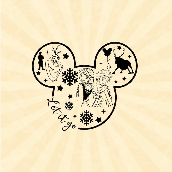 Let it go Svg, Mickey Svg, Elsa Svg, Snowflake Svg, , Mouse Ears Svg, Frozen Svg, Winter Quote Svg, Cut File Svg, Dxf, Eps, Png