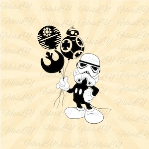 Stormtrooper with balloons svg, death star svg, rebellion svg, mouse svg, Vinyl Cut File, Svg, Pdf, Jpg, Png, Ai Printable Design File