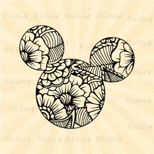 Mickey mandala svg, Mandala svg, Mouse head svg, Mouse mandala svg, Vinyl Cut File, Svg, Pdf, Jpg, Png, Ai Printable Design File