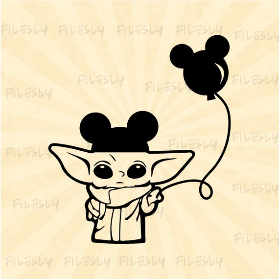 Baby Yoda Mickey Head Balloon Svg Baby Yoda Svg Mouse Ears Etsy