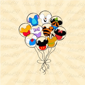 Cartoon Balloons Svg, Stitch balloon svg, Tigger Balloon svg, Mickey balloons svg, Vinyl Cut File, Svg, Pdf, Jpg, Png, Ai Printable Design